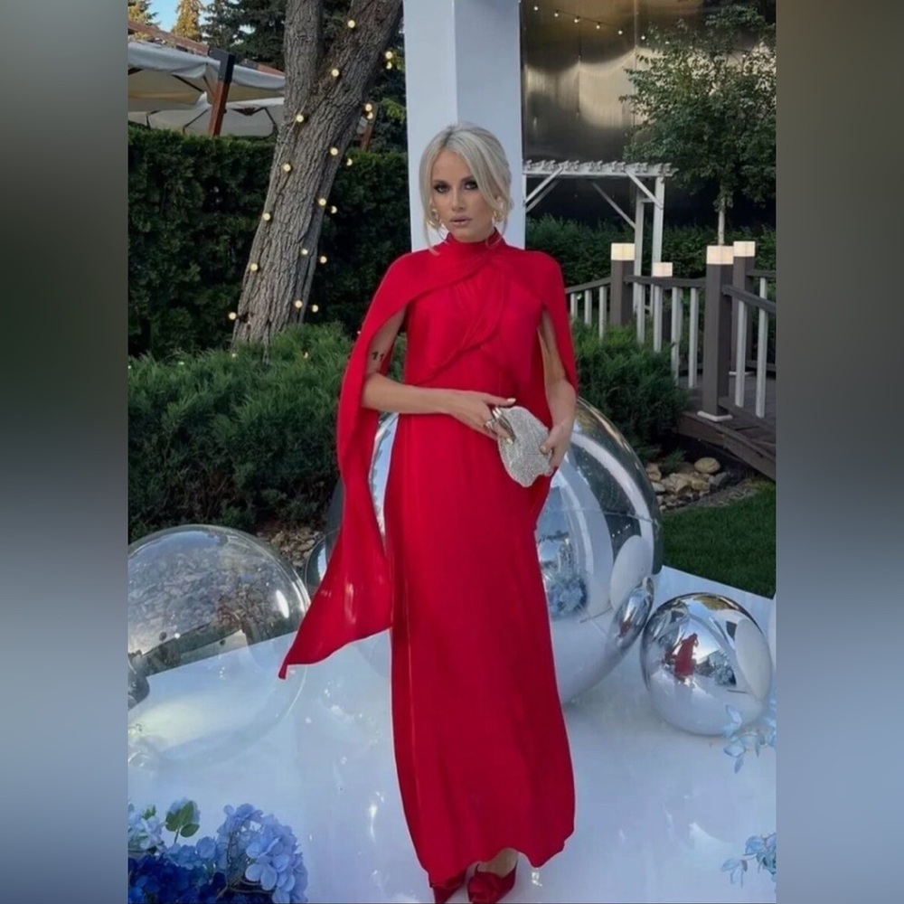 Zara Red satin effect Dress ZW Collection